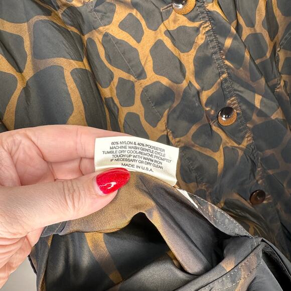 Mycra Pac Reversible Long Giraffe Print Bronze Rain Jacket Coat Small Medium - Picture 14 of 14